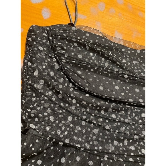 Jessica Howard Dresses & Skirts - Retro XL 16 Jessica Howard Mesh Ruched Black Polka Dot Dress Fit & Flare Formal‎